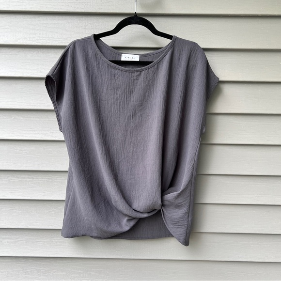 Gilli Knot Twist Top Relax Fit Gray Women's Size L - Picture 1 of 12